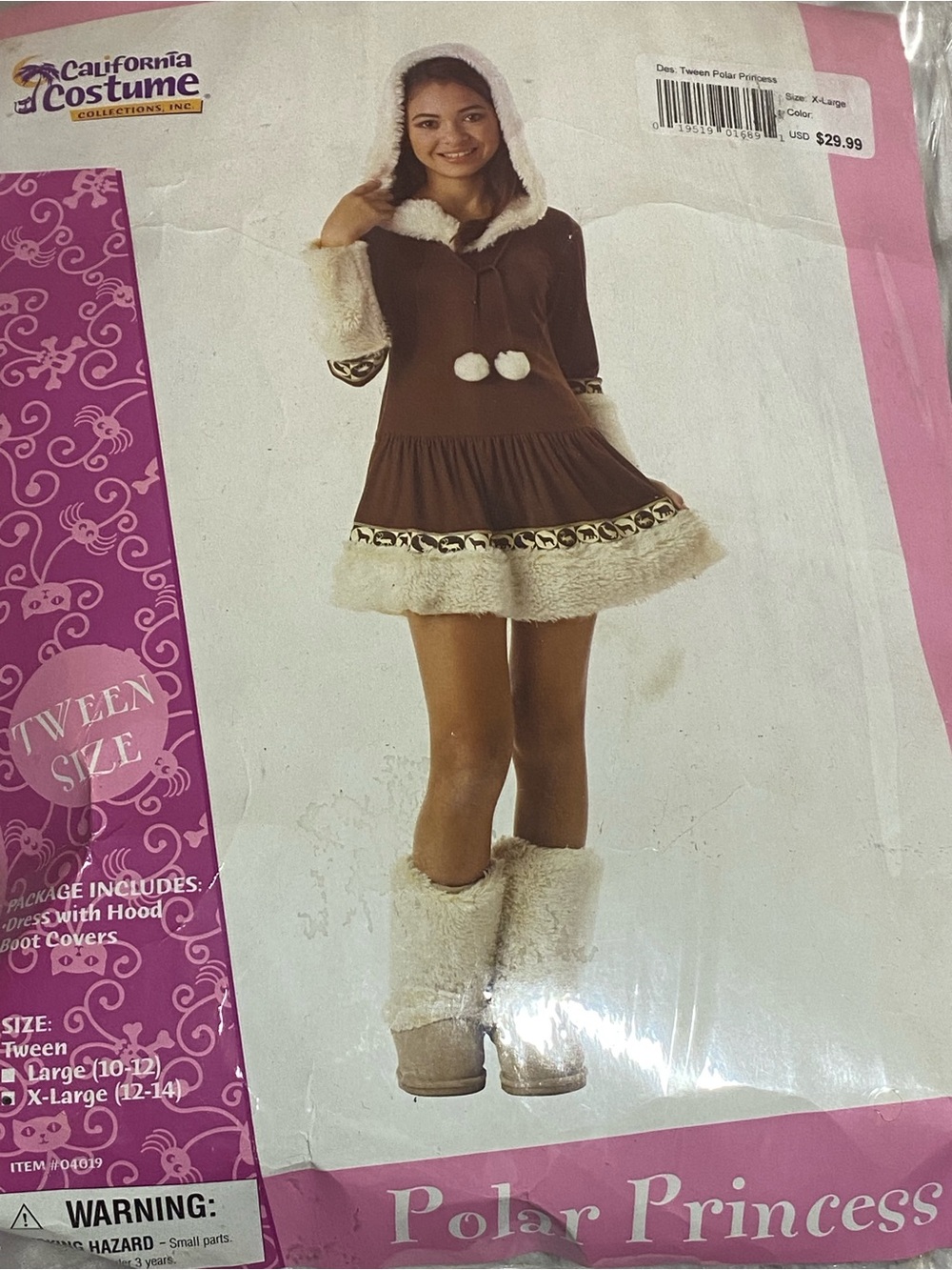 California Costumes Brown Polar Princess Kids Costume with Faux-Fur Trim